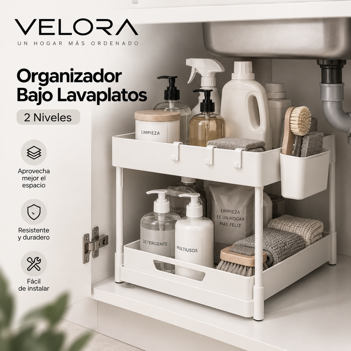Organizador Bajo Lavaplatos VELORA™ — 2 Niveles