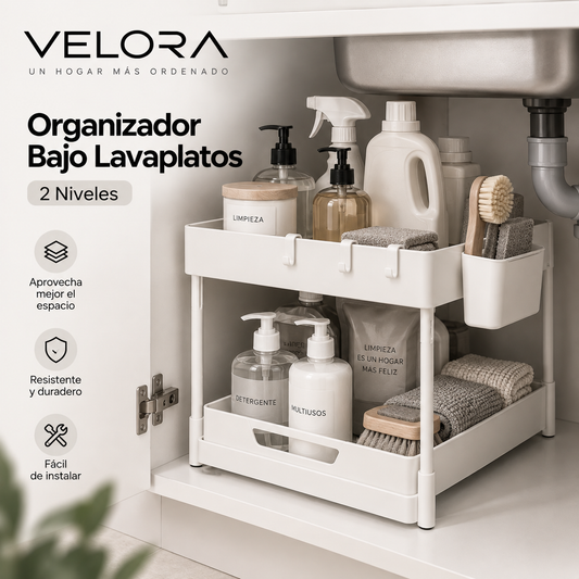 Organizador Bajo Lavaplatos VELORA™ — 2 Niveles