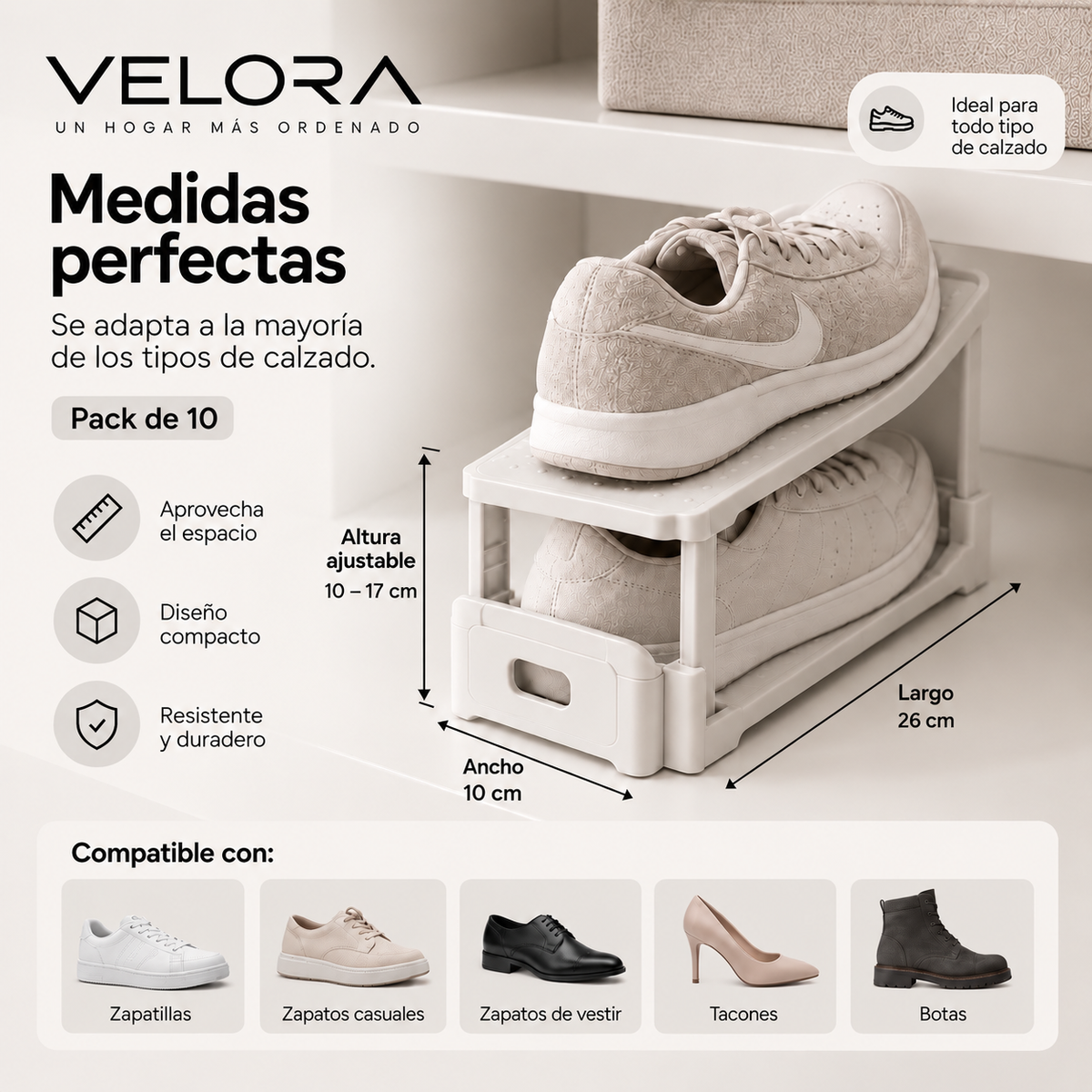 Organizador de Zapatos VELORA™ — Pack de 10