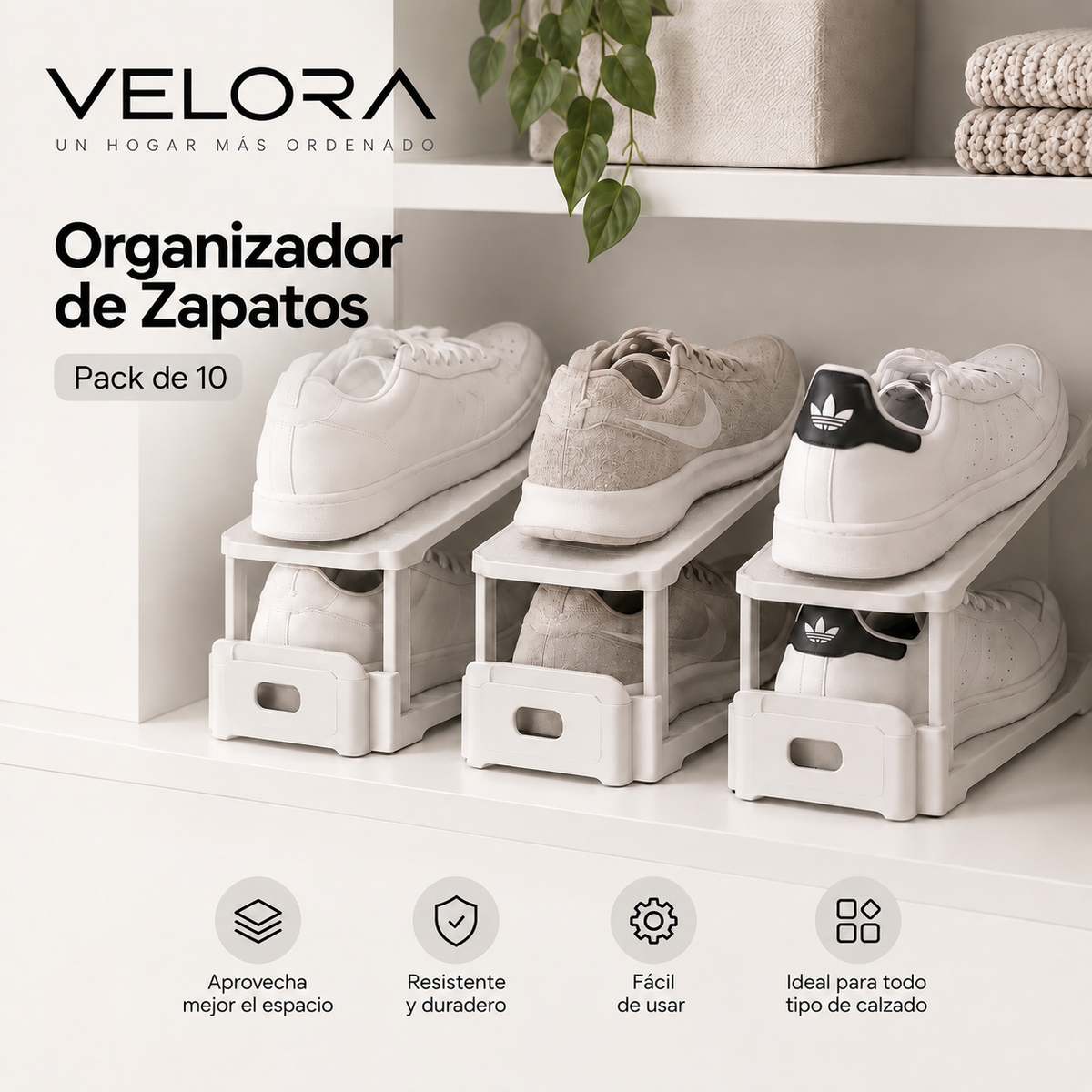 Organizador de Zapatos VELORA™ — Pack de 10