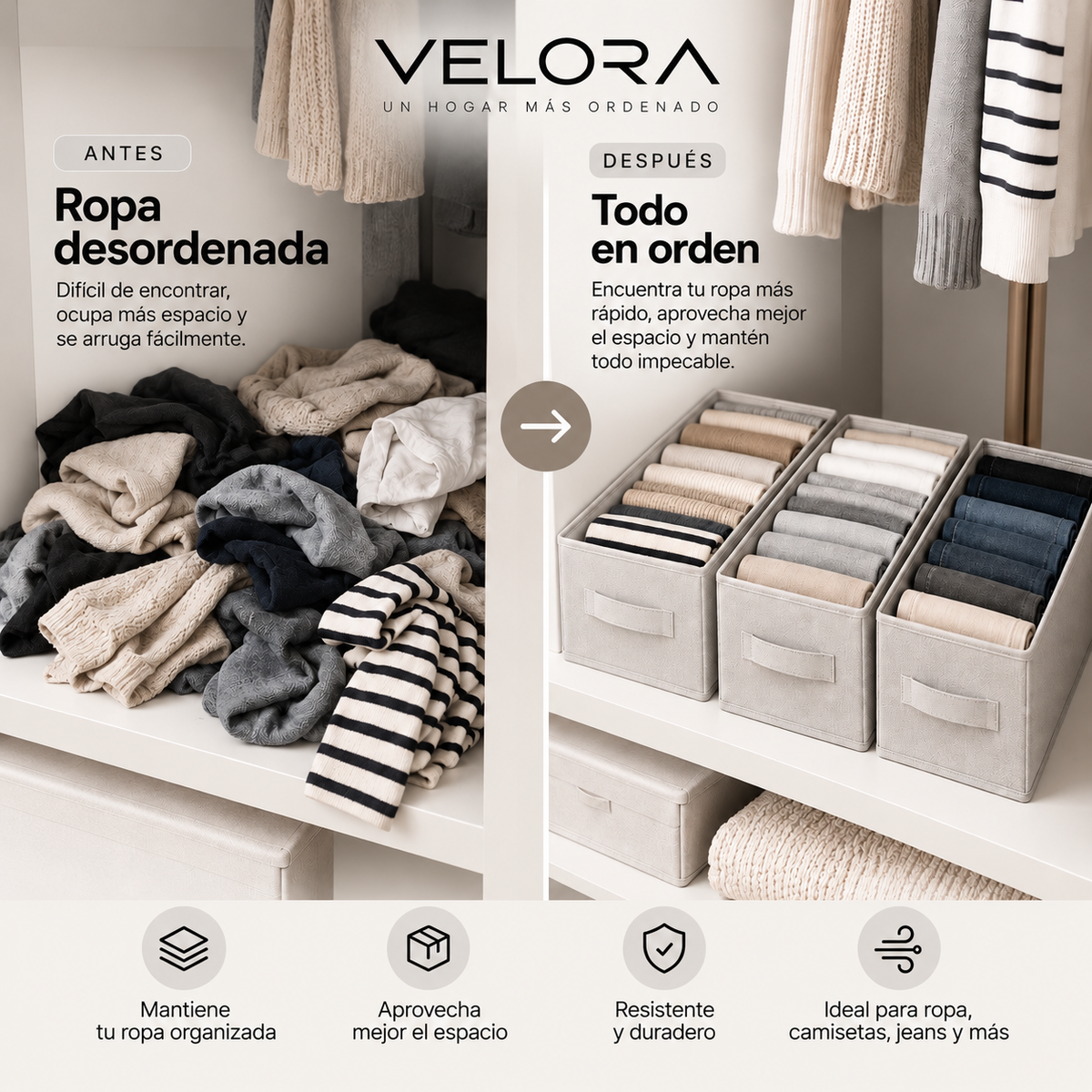 Organizador de Ropa VELORA™ — Pack de 3
