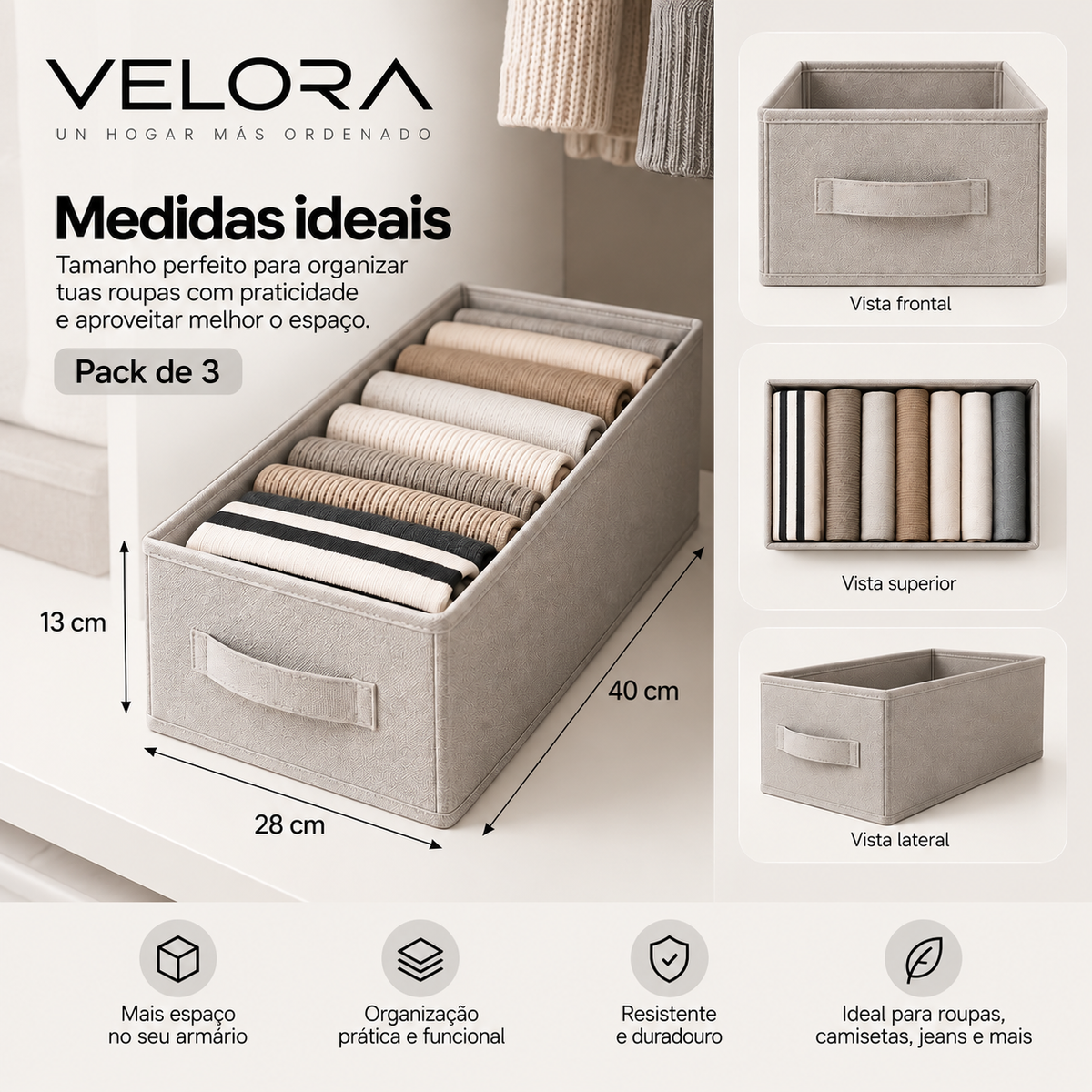 Organizador de Ropa VELORA™ — Pack de 3