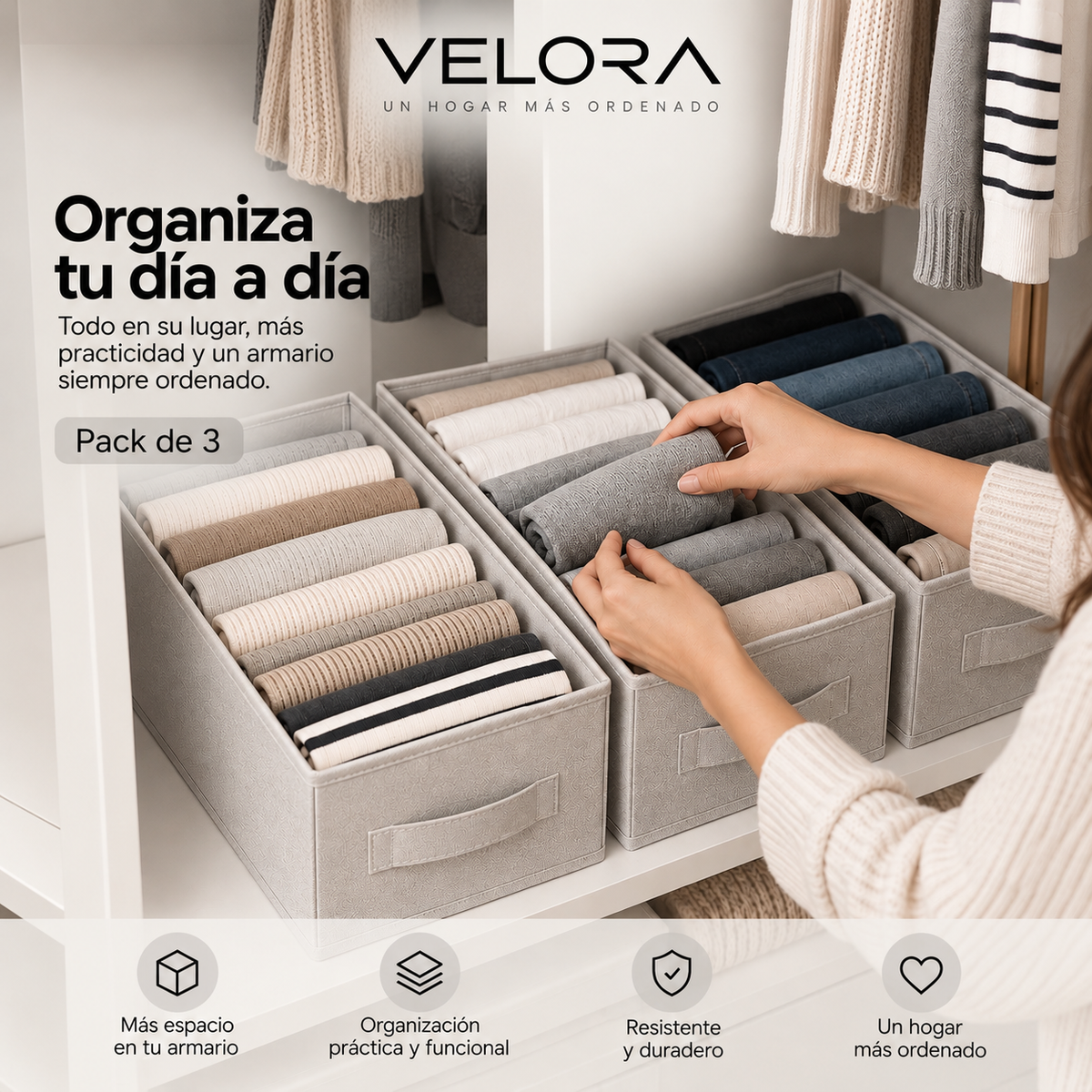 Organizador de Ropa VELORA™ — Pack de 3