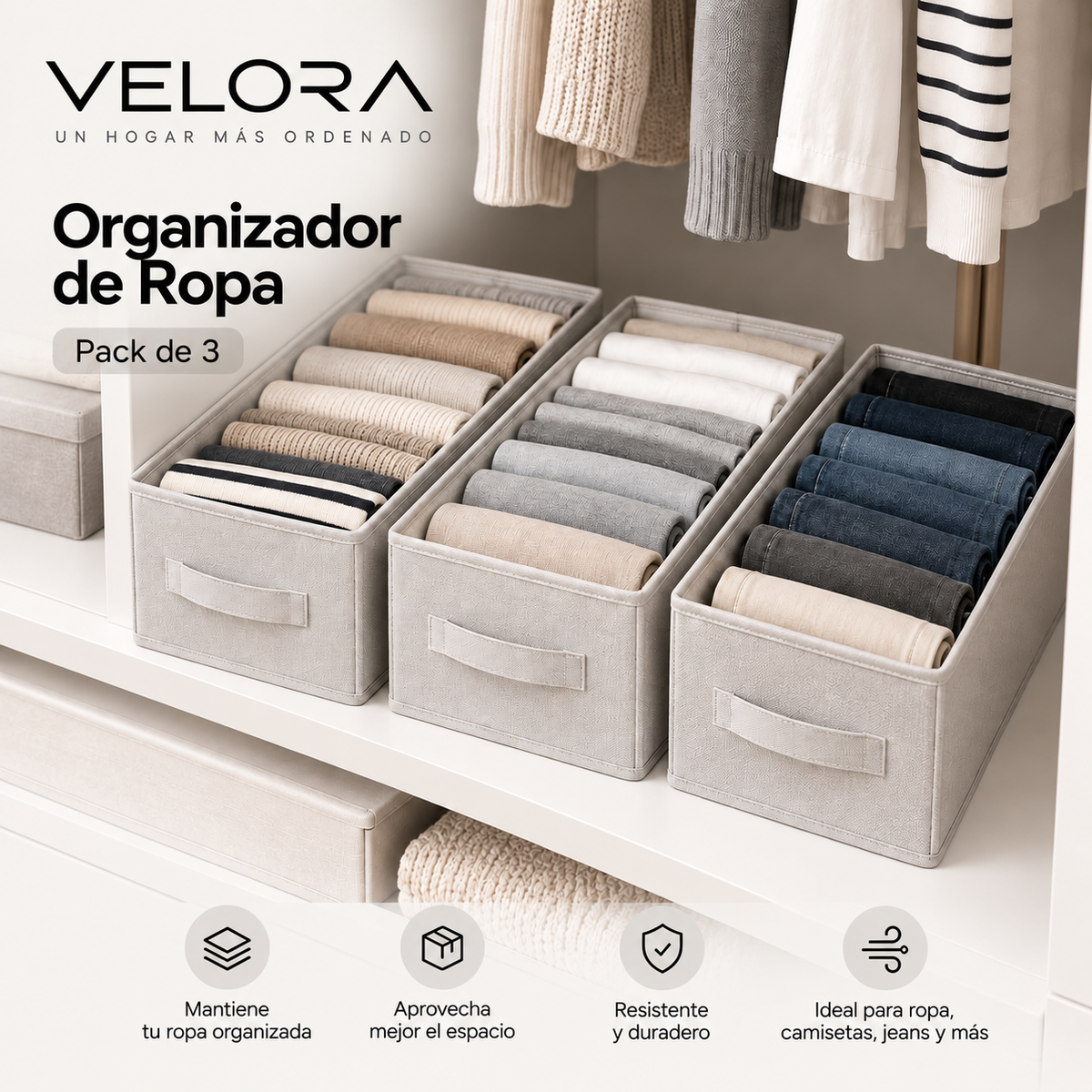 Organizador de Ropa VELORA™ — Pack de 3